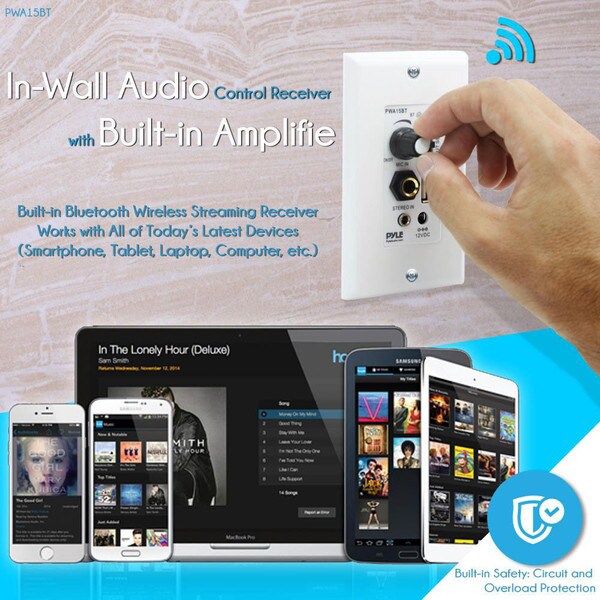 Main product image for Pyle PWA15BT In-Wall Wall Plate Audio Control Ampli 310-2682